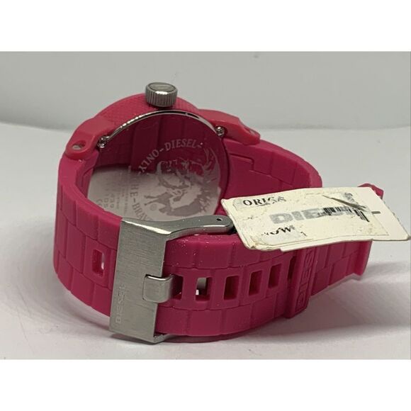 Diesel DZ1439 Unisex Pink Silicone Analog Dial Quartz Genuine Wrist Watch WFH12 - Picture 9 of 11